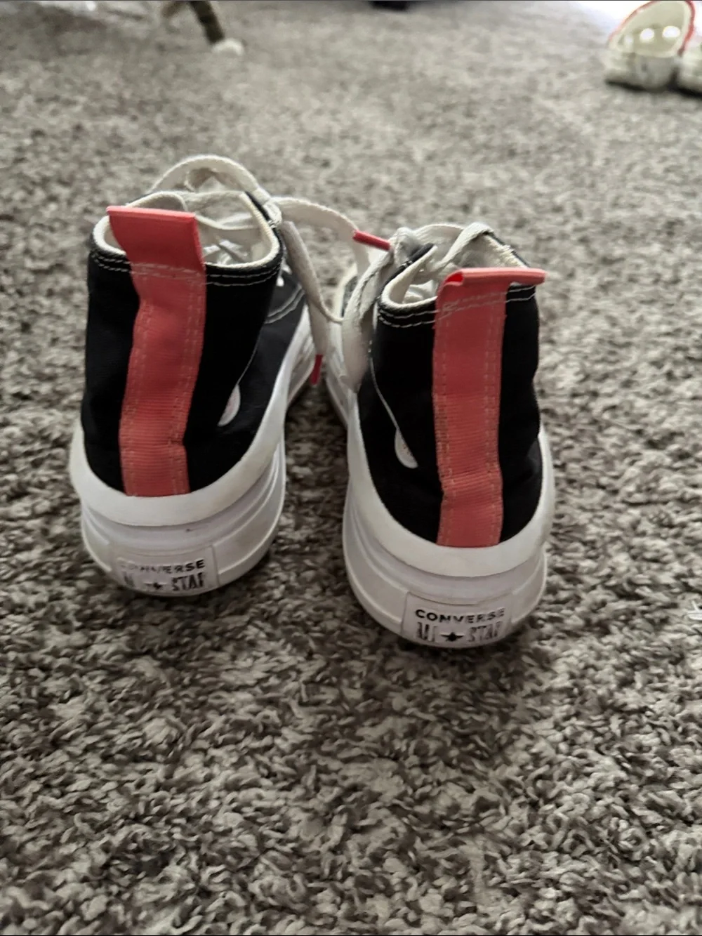 Converse Kids Black High-Top Sneakers with Pink Pull Tabs